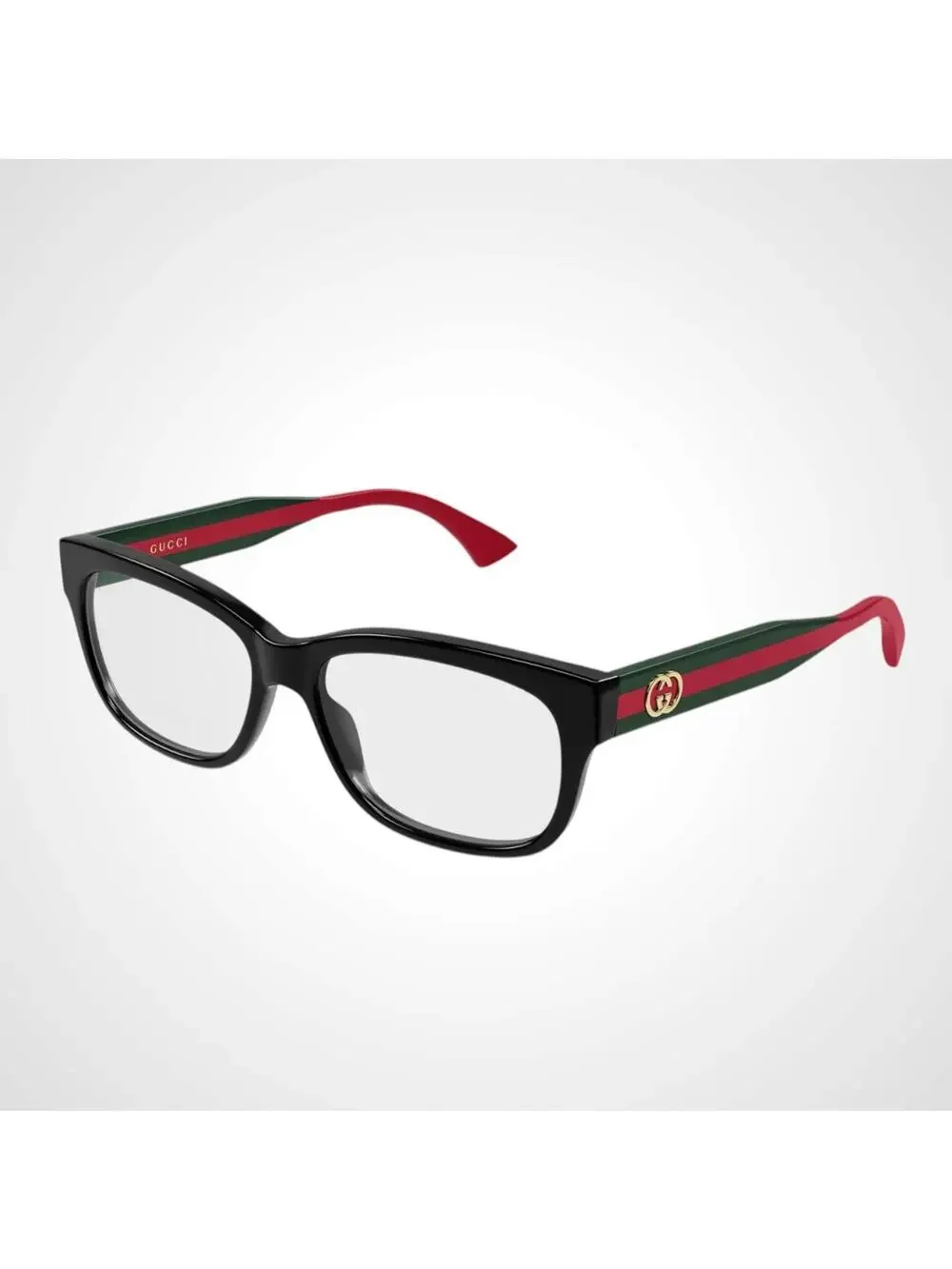 New GUCCI Eyeglasses Black 51-15-140 Rectangular Cat Eye Green Red